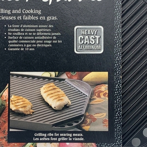 NORDIC WARE Cast Aluminum Reversible 2 Burner Grill Griddle New Gas Electric NEW - Picture 9 of 11